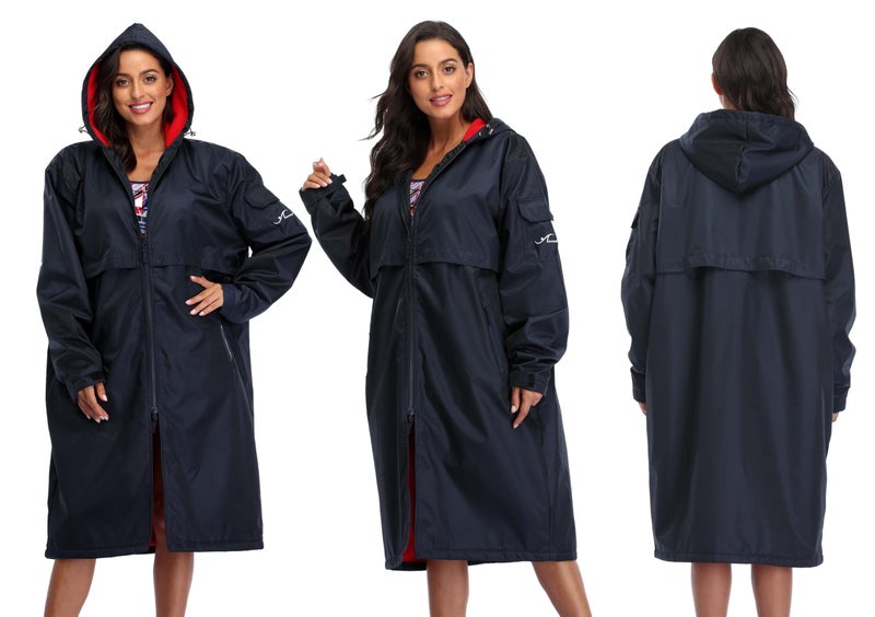 Adoretex 100% Waterproof Swim Parka, Hooded Warm Scuba Coat Surf Jacket for Men and Women (PK008) - Black/Black - M - Image 3